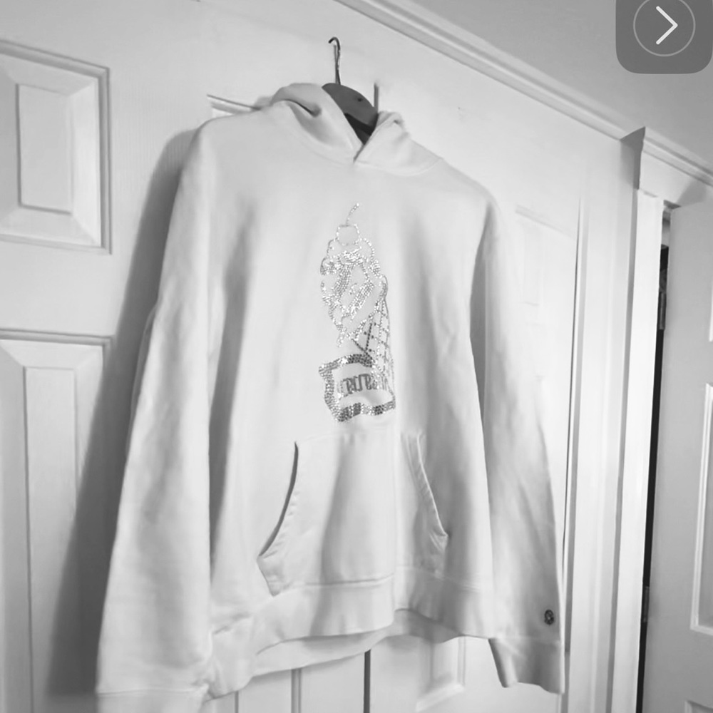 Billionaire Boys Club White Ice Cream Hoodie with Swarkowski Crystal Design (XL)